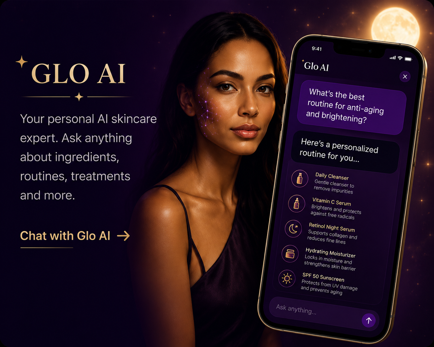 Glo AI — your personal AI skincare expert. Chat with Glo AI.